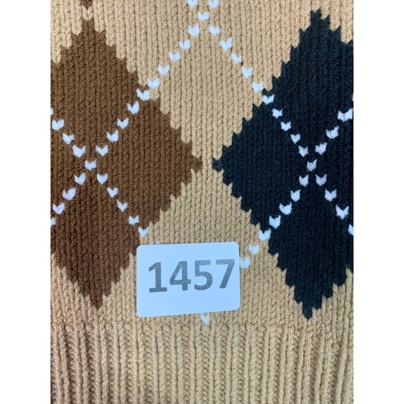 Liz Claiborne Argyle Sweater S Cotton Acrylic Blend Womens Beige & Blue - Picture 10 of 10